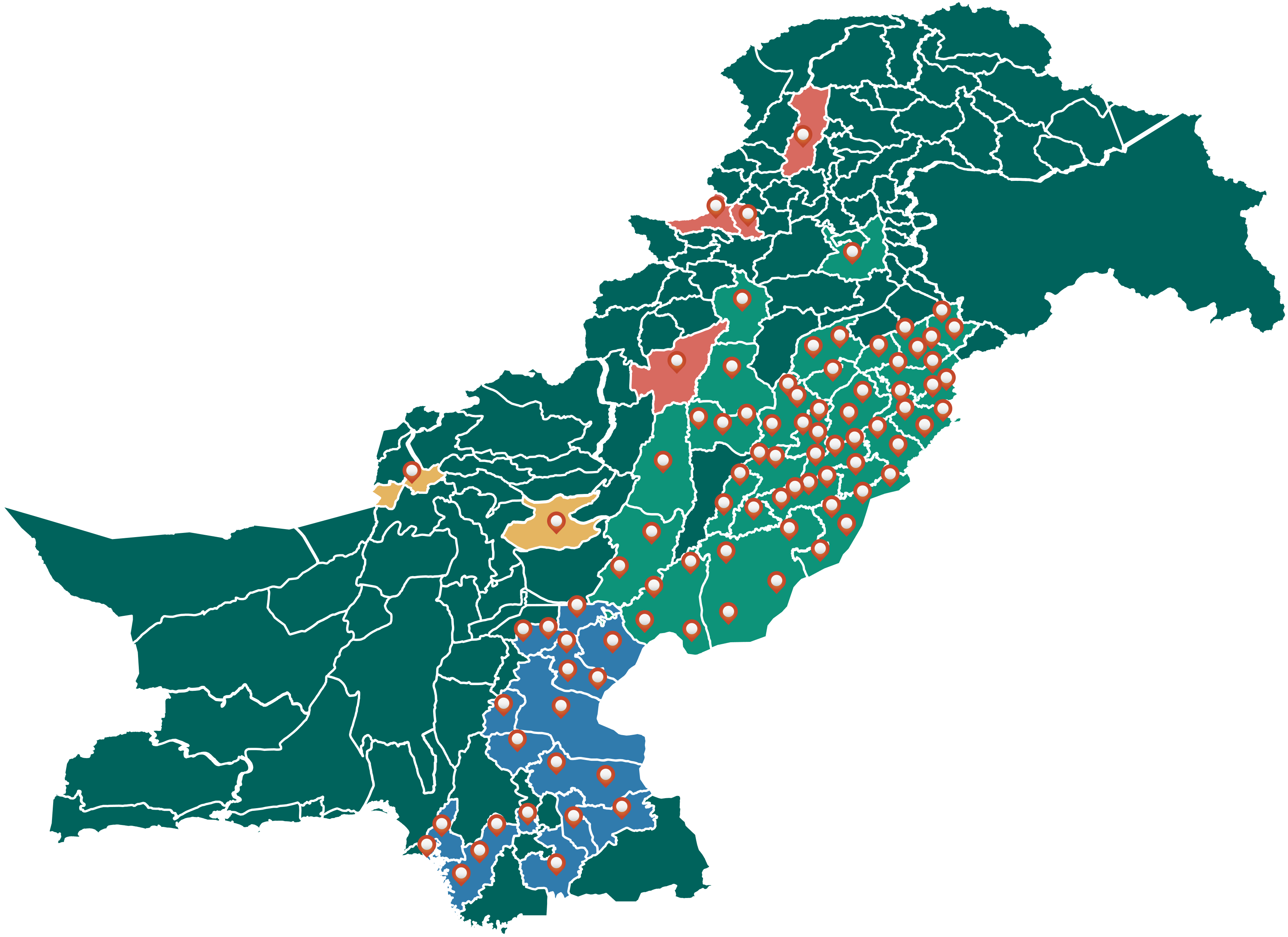 Pakistan Map showing agricultural regions and markets